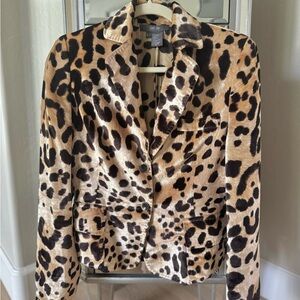 PER SE BY CARLISLE LEOPARD PRINT BLAZER